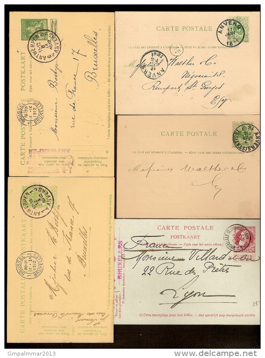 5 Postkaarten Waarvan 2 Van Nr. 45 , 1 Van Nr. 74 , 1 Van Nr. 83 En 1 Van Nr. 110 Waarbij 4 Met Firma - LOGO ! - 1869-1888 Lion Couché