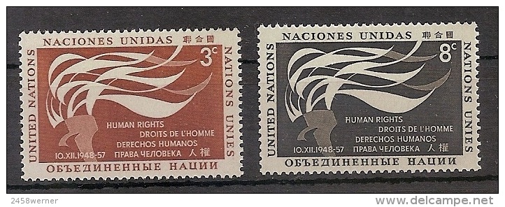 UNO NY, Vereinte Nationen 1957, Nr. 64-65  Tag Der Menschenrechte Postfrisch (mnh) - Unused Stamps