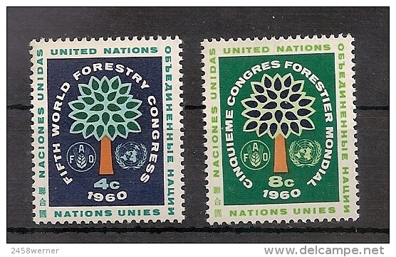 UNO NY, Vereinte Nationen 1960, Nr. 88-89 5. Weltkongreß Für Forstwirtschaft, Seattle Postfrisch (mnh) - Neufs