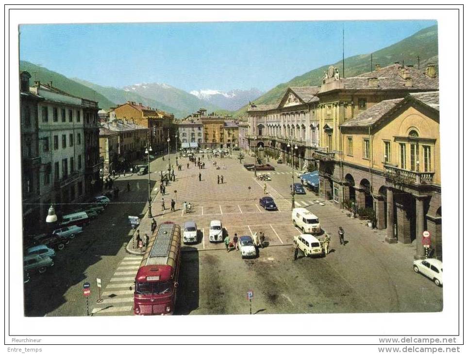 Cpsm Aoste Aosta Place Chanoux Autocar Ancien - Aosta