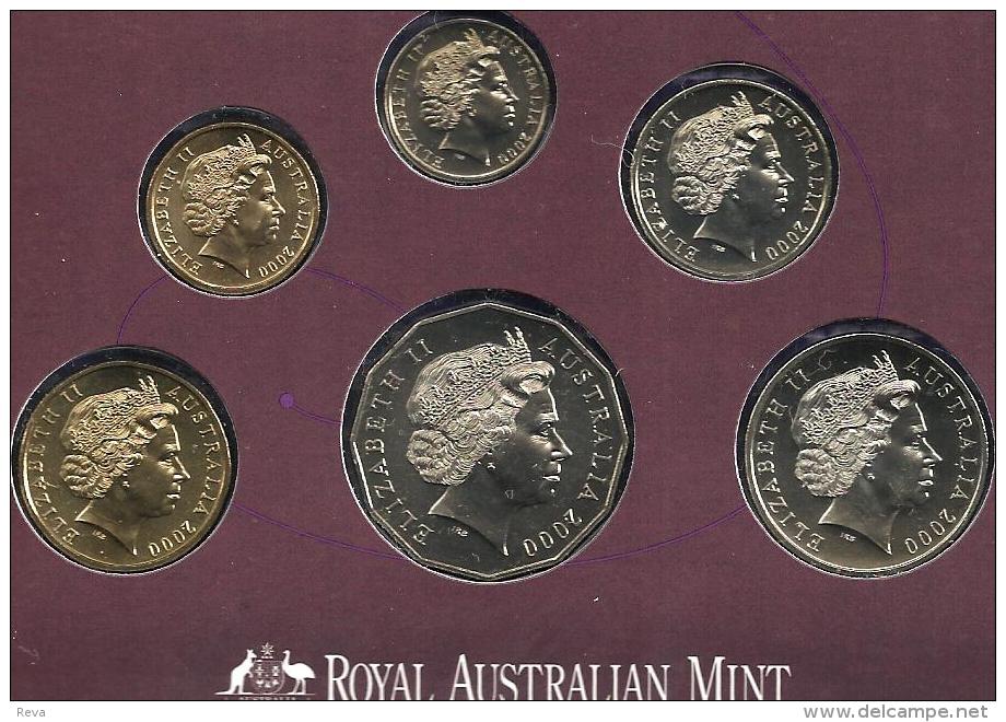 AUSTRALIA SET 5C-$2 MILLENNIUM YEAR 2000 UNC SET OF 6 ANIMAL 50 CENTS 1 YEAR TYPE CV$120 READ DESCRIPTION CAREFULLY !!! - Sets Sin Usar &  Sets De Prueba