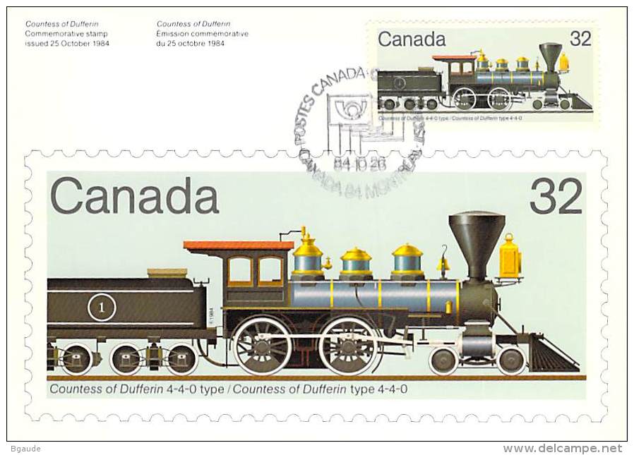 CANADA  CARTE     MAXIMUM    NUM.YVERT 896 TRAIN CHEMIN DE FER - Maximum Cards