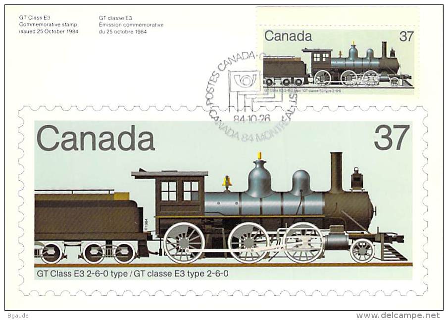 CANADA  CARTE     MAXIMUM    NUM.YVERT 897 TRAIN CHEMIN DE FER - Maximumkaarten