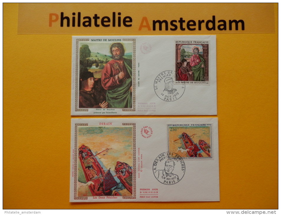 France 1972, FDC OEUVRES D'ART KUNSTWERKEN BOURBON MOULINS DE DERAIN: Mi 1810, 1814, Y&amp;T 1732-33, - 1970-1979