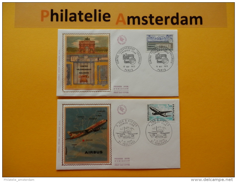 France 1973, FDC GRANDE RÉALISATIONS TUILERIES A 300 B AIRBUS: Mi 1825, 1832, Y&amp;T 1750-51, - 1970-1979