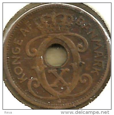 DENMARK 1 ORE MOTIF FRONT KING CX MONOGRAM BACK 1927 VF KM826.1 READ DESCRIPTION CAREFULLY !!! - Denmark