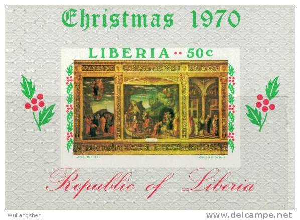 AW0457 Liberia 1970 Christmas Painting Imperf M MNH - Grabados