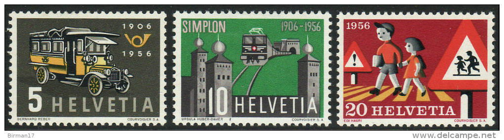 SUISSE 1956 3 TP Autos Postales Y&T N° 572 Neuf * Et Tunnel Du Simplon Y&T N° 573 Neuf * Et Sécurité Routière Y&T N° ... - Ungebraucht