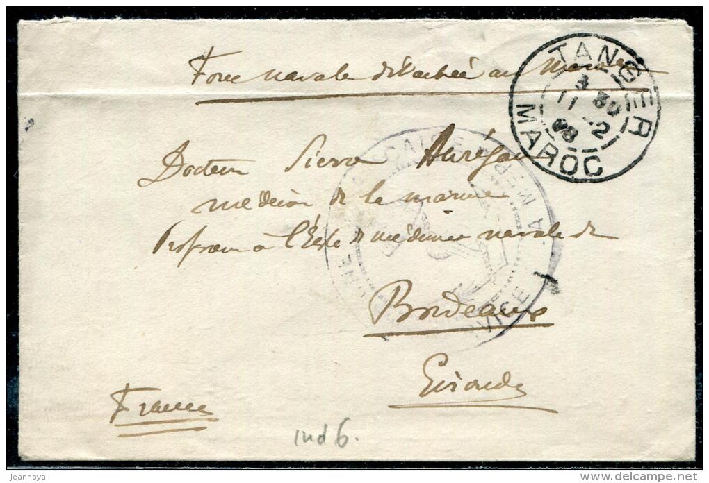 MAROC - LETTRE EN FRANCHISE MILITAIRE, " FORCE NAVALE ", DE TANGER LE 11/2/1908 - B - Covers & Documents