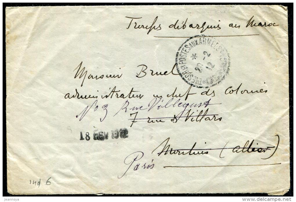 MAROC - LETTRE EN FRANCHISE MILITAIRE, " TROUPES DÉBARQUÉES AU MAROC ", DE CASABLANCA LE 20/2/1912 - B - Covers & Documents