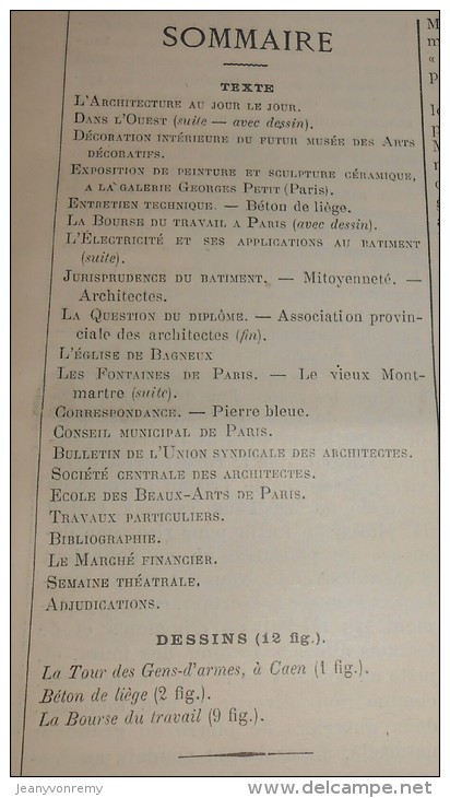 La Semaine Des Constructeurs. N°26. 20 Décembre 1890. Bourse Du Travail à Paris.La Tour Des Gens D'Armes à Caen. - Revues Anciennes - Avant 1900