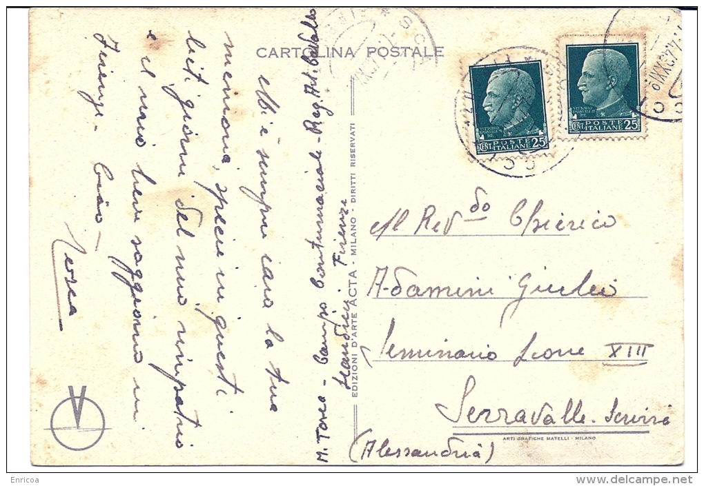 BIGLIETTO POSTALE Da 25 Centesimi   ARENA PO A MONTALTO PAVESE PAVIA 1944 - Stamped Stationery