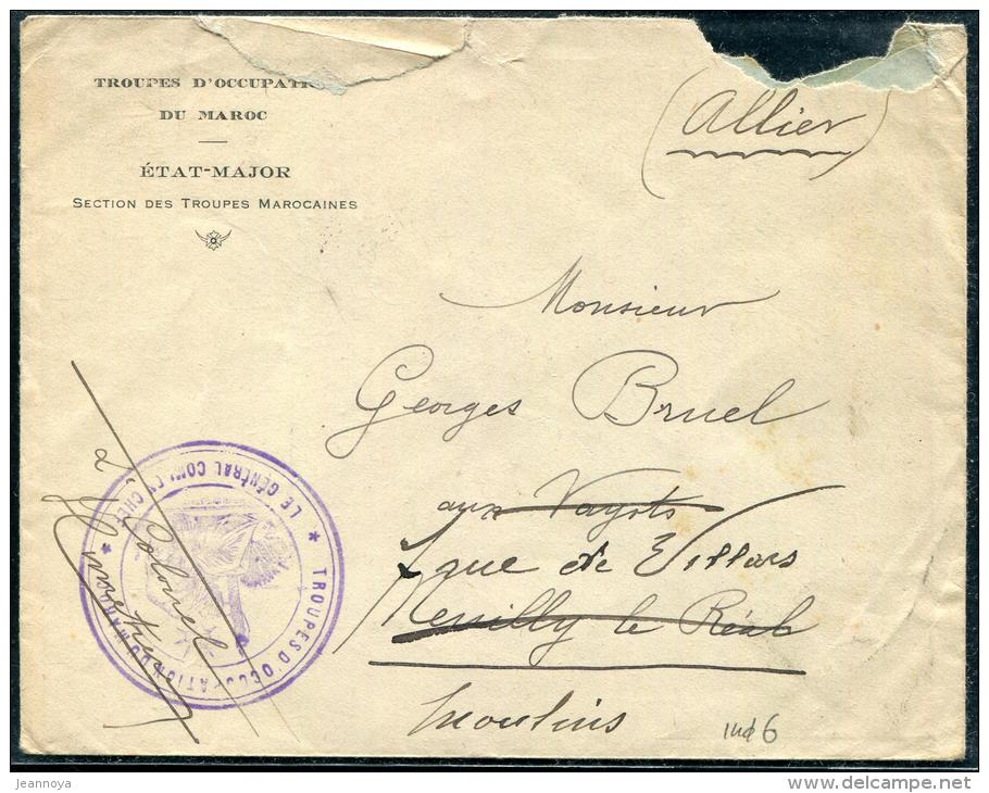 MAROC - LETTRE EN FRANCHISE MILITAIRE, " LE GENERAL COMt EN CHEF ", POUR MOULINS LE 25/12/1923 - B - Cartas & Documentos