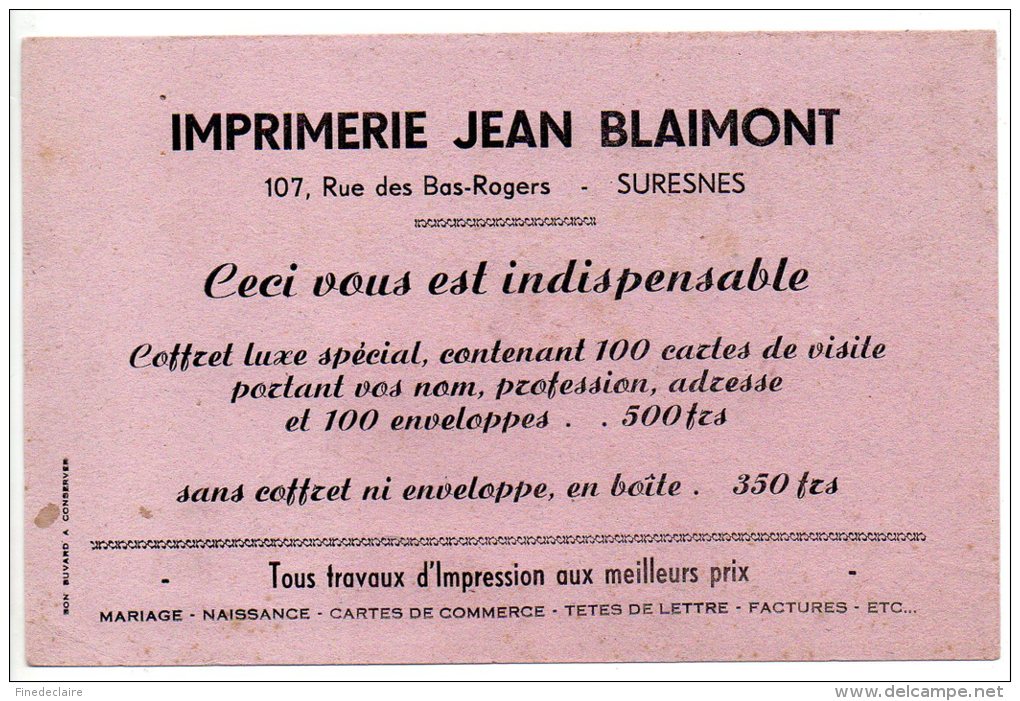 Buvard - Jean Blaimont - Rue Des Bas Rogers, Suresnes - Papeterie