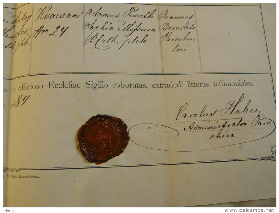 Slovakia -Zilina- KVACANY - 1884 - Kvacsan - Josephus Matay - Sophia Heszter   TM015.4 - Nacimiento & Bautizo