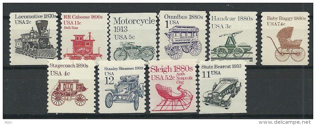 Timbres Transports USA.  10  T-p Neufs **    (roulettes) - Roulettes