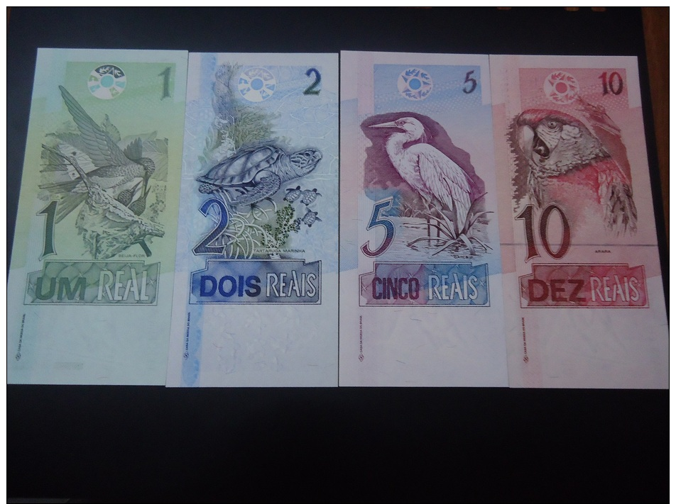 1990´s BRAZIL RARE 1 - 2 - 5 - 10 REAIS  ( ANIMALS SERIE ) - UNC - - Brésil