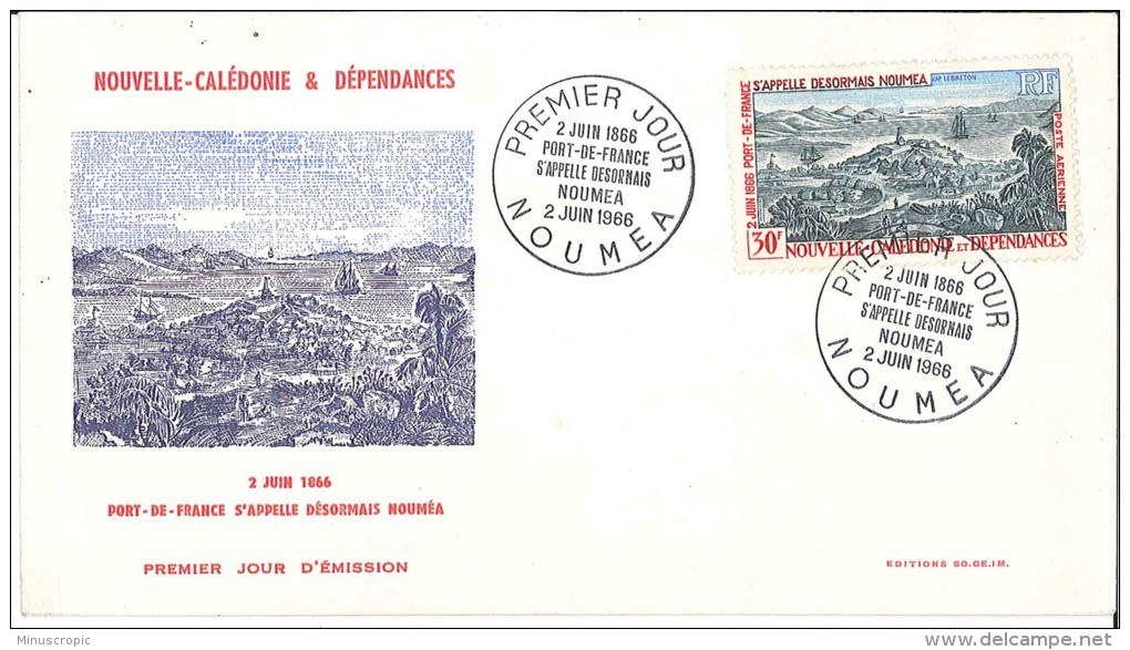 FDC Nouvelle Calédonie Et Dépendances - Port De France S'appelle Désormais Nouméa - 2 Juin 1966 - Usati