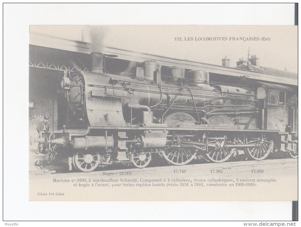 CPA-TRANSPORTS-TRAINS-... .LOCOMOTIVE-FRANCAISES-EST- MACHINE N° 3160 -A SURCHAUFFEUR SCHMIDT-ANIMEE-1 MECANICIENS - Eisenbahnen