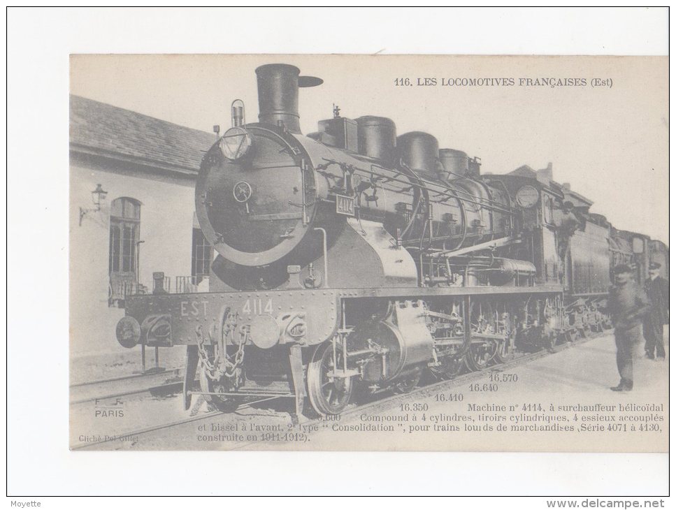 CPA-TRANSPORTS-TRAINS-... .LOCOMOTIVE FRANCAISES-EST- MACHINE N° 4114-A SURCHAUFFEUR HELICOÏDAL-1 MECANICIEN - Eisenbahnen