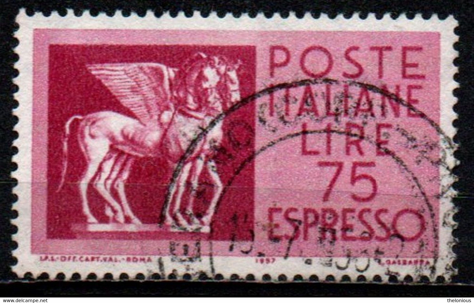 # 1958 Italia Repubblica Espresso 75 Lire Usato Filigrana Stelle - Express-post/pneumatisch