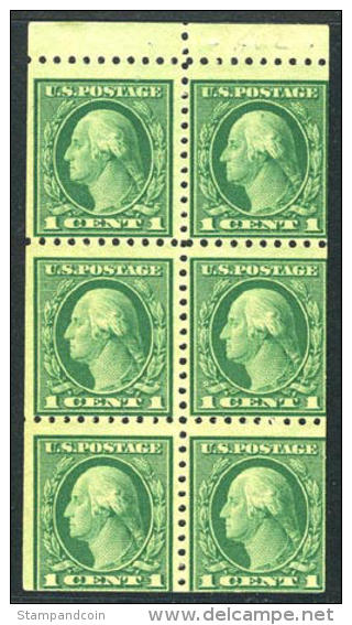 US #462a Mint Hinged 1c Washington Booklet Pane From 1916 - ...-1940