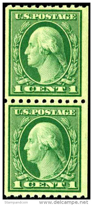 US #486 Mint Never Hinged 1c Washington Coil Pair From 1918 - Rollenmarken