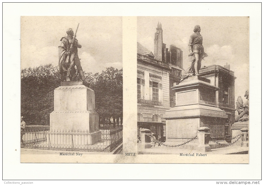 Cp, Sculptures, Maréchal Ney - Maréchal Fabert - Metz (57) - Sculpturen