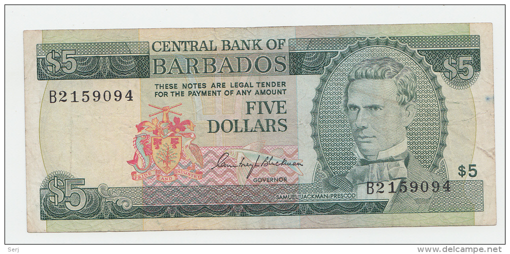 BARBADOS 5 DOLLARS 1973 VF P 31 - Barbados