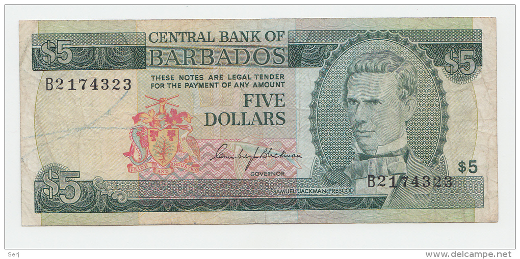 BARBADOS 5 DOLLARS 1973 VF P 31 - Barbados