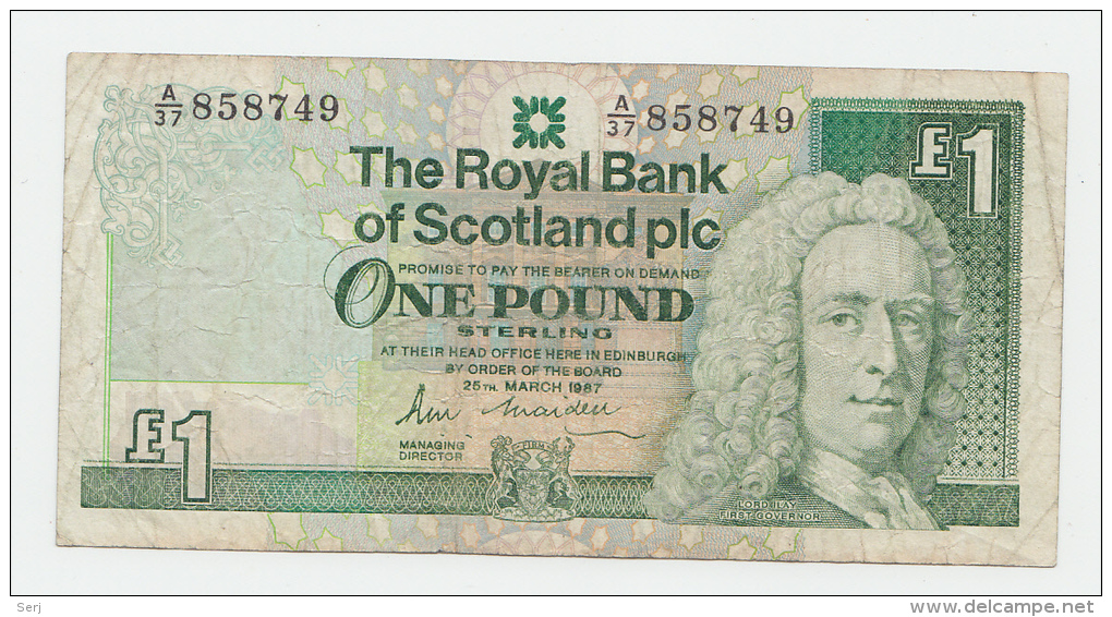 Scotland 1 Pound 1987 VF Banknote P 346 - 1 Pound