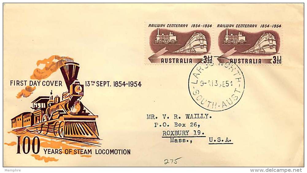 1951  Railways Centeenary  Pair   - Largs North Cancel  To USA - FDC