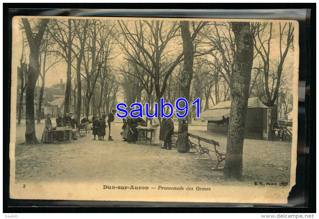 Lot De 4 CPA -  Dun Sur Auron - Promenade Des Ormes - Le Square- Les Remparts Du Châtelet- Promenade Du Châtelet - Dun-sur-Auron