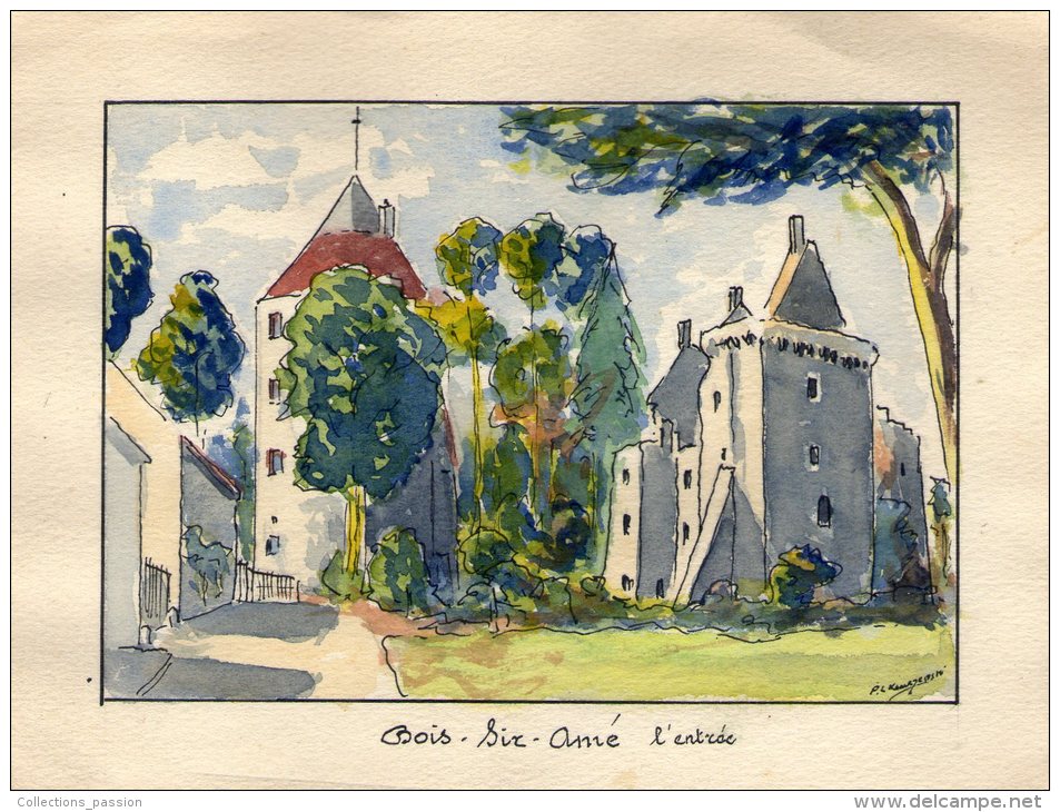 Dessin , 11 X 15.5 Cm , 18 , CHER , VORLY , Château , GOIS SIR AME , L'entrée - Tekeningen