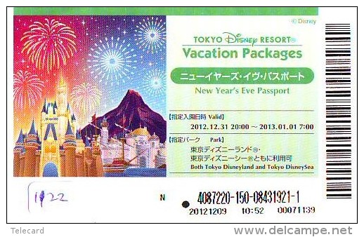 Disney Passeport Entreecard JAPON * TOKYO DISNEY RESORT *  Passport (1122) JAPAN * NEW YEAR'S EVE PASSPORT - Disney