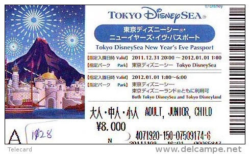 Disney Passeport Entreecard JAPON * TOKYO DISNEY SEA *  Passport (1128) JAPAN * - Disney