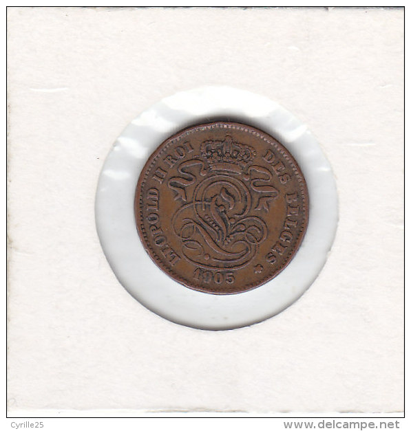 2 CENTIMES Cuivre Léopold II 1905 FR - 2 Cent