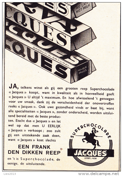 Chocolade, Reclame, Jaques, Scan Uit 2 Delen, 32 X 11 Cm - Chocolate