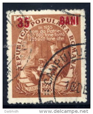 ROMANIA 1952  35 B. Red Surcharge On 4 L. Five Year Plan  Used.  Michel 1356b - Used Stamps