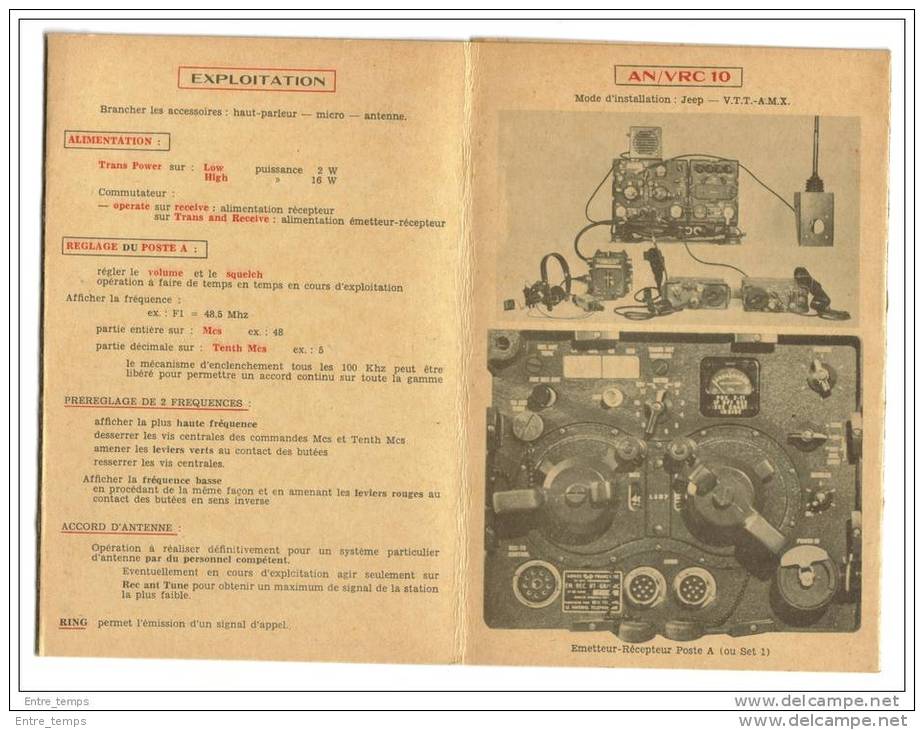 Ecole Application Génie Army Radio Notice AN/VRC10 - Radios