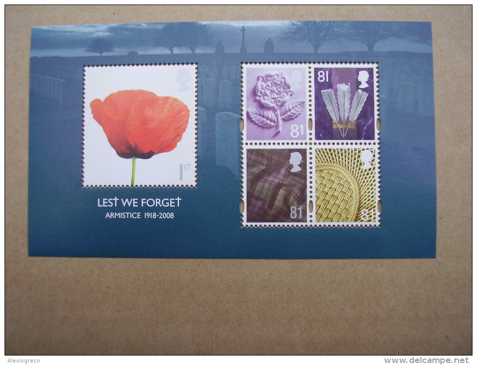 GB  2008  LEST WE FORGET 3rd Issue MINISHEET Five Stamps MNH. - Blocs-feuillets