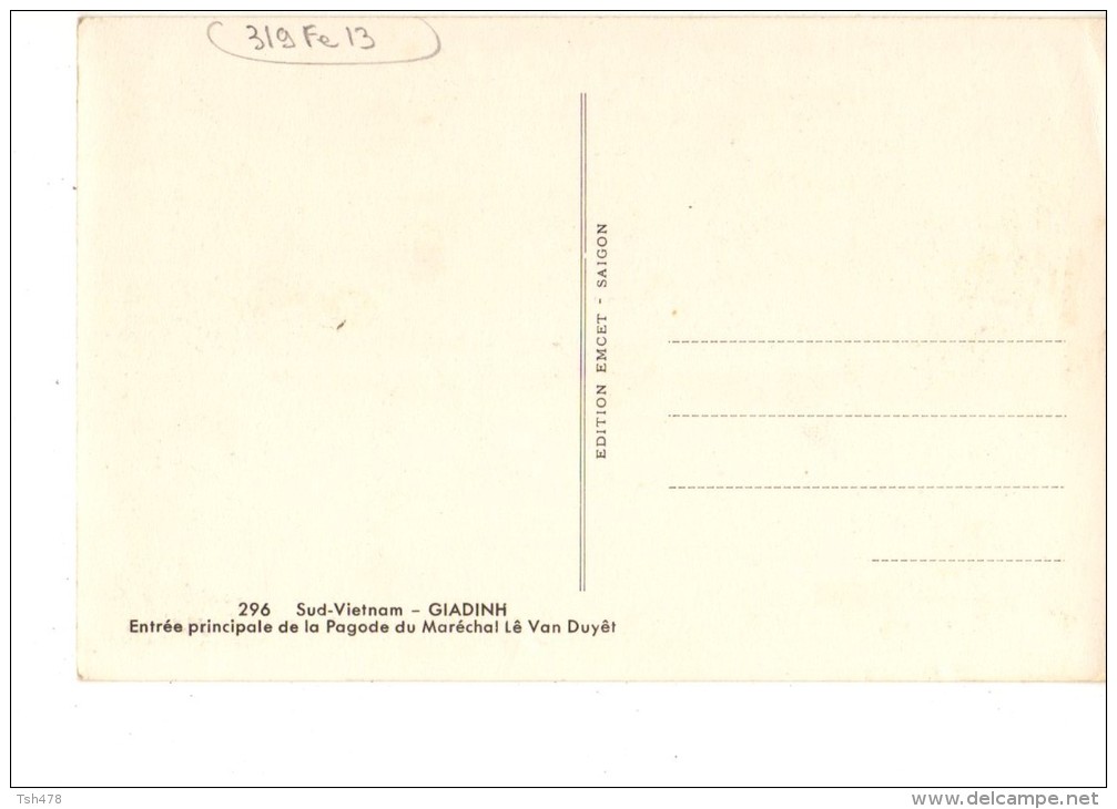 ASIE----SUD-VIETNAN---- GIADINH -entrée Principale De La Pagode Du Marèchal Le Van Duyet---voir 2 Scans - Viêt-Nam