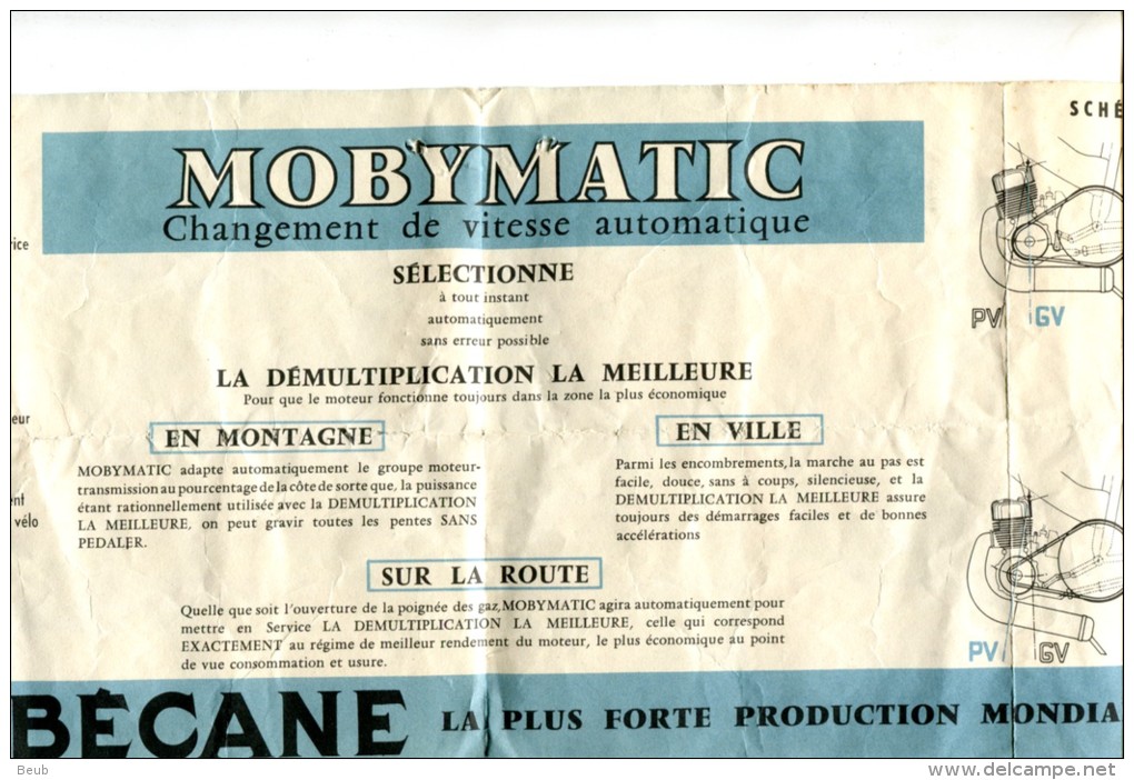 * Dépliant Publicitaire Mobylette : Les Modèles Mobymatic (octobre 1957) - Publicités