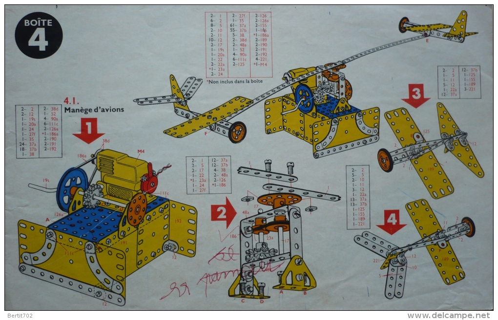 MANUEL INSTRUCTION MECCANO  - BOITE 4 - 16 PAGES - Meccano