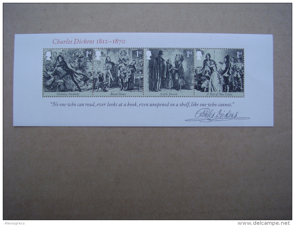 GB 2012 CHARLES DICKENS MINISHEET FOUR STAMPS NV 1ST MNH. - Blocs-feuillets