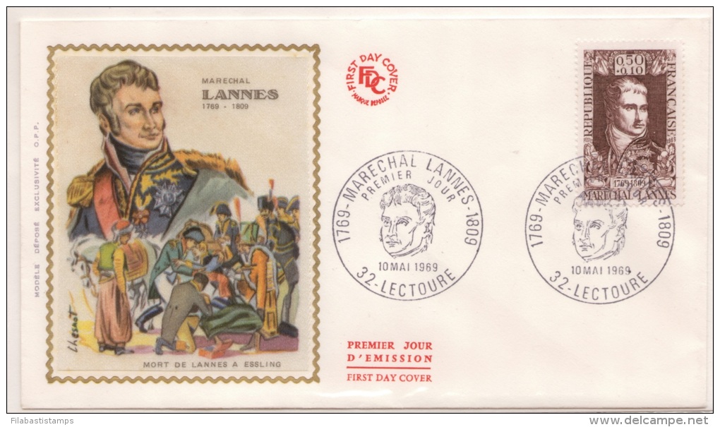 RGP-019 FRANCE 1969 YV. 1593 FDC MARECHAL LANNES PREMIER JOUR D´EMISSION FRANCIA - 1960-1969