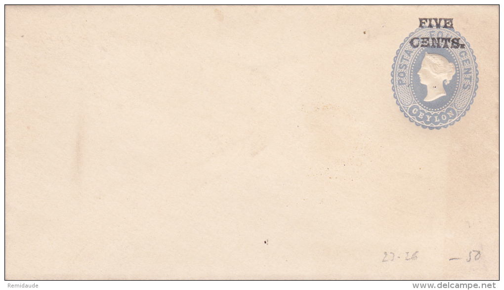 CEYLAN - ENVELOPPE ENTIER POSTAL SURCHARGEE NEUVE - Ceylon (...-1947)