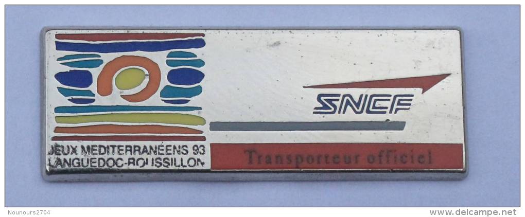 Pin's SNCF - TRANSPORTEUR OFFICIEL Des Jeux Méditerranéens 1993 - Decat - C1205 - Transports