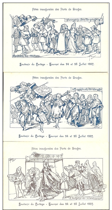 Fêtes D'Inauguration Des Ports De BRUGES - Juillet 1907 - Ecusson De La Toison D' Or - 11 Kaarten - Brugge