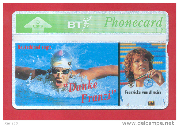 UNITED KINGDOM: BTO-006 "Franziska Van Almsick - Danke Franzi" CN:231F Unused - BT Overseas Issues